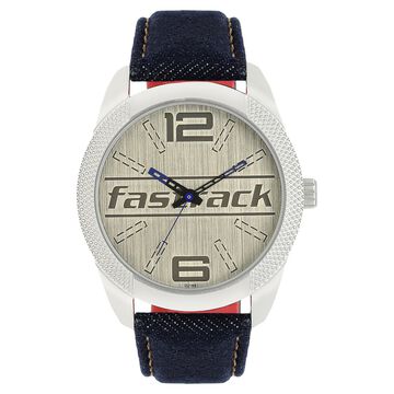 Fastrack Denim Quartz Analog Silver Dial Denim Strap Watch for Guys