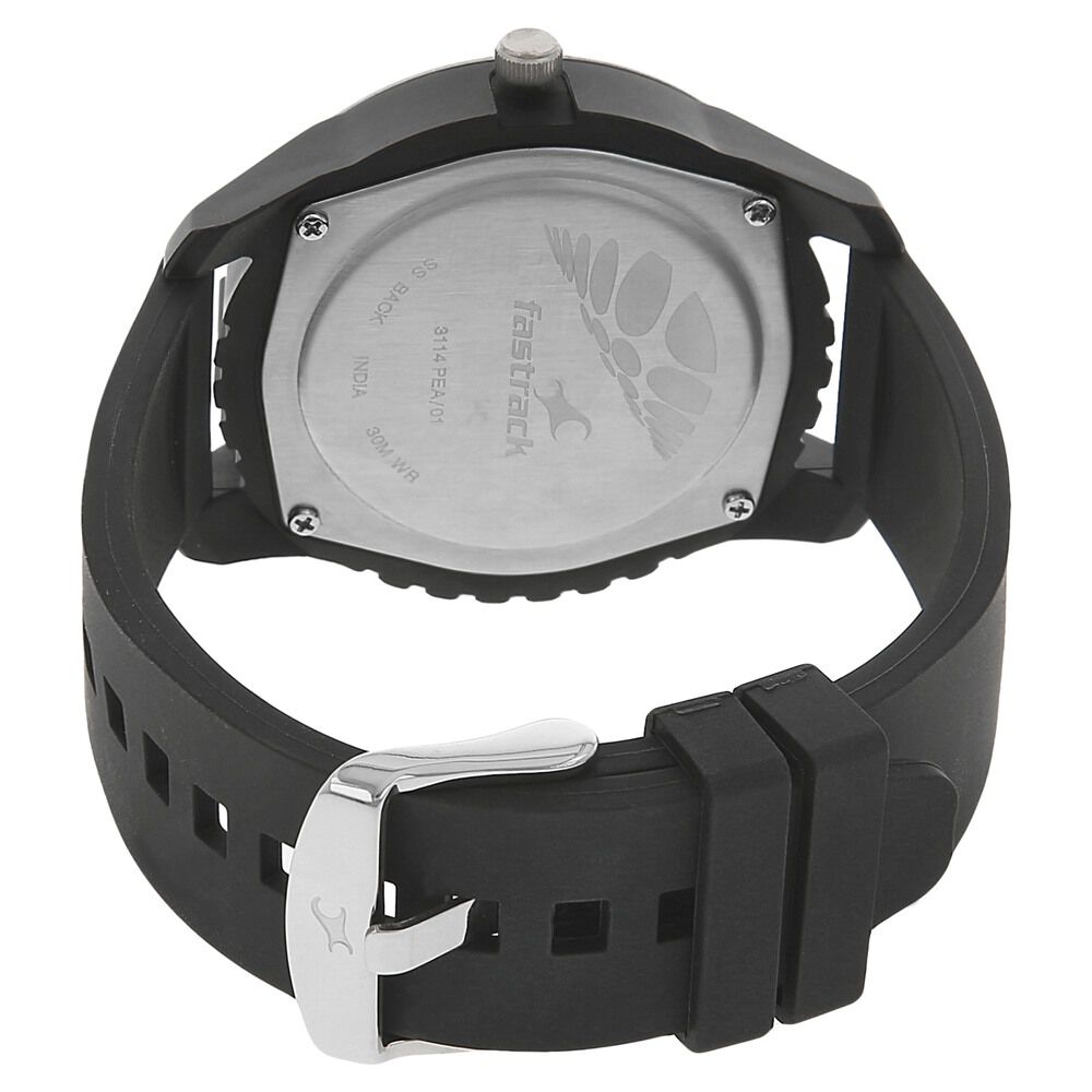 Fastrack Quartz Analog Silver Dial Plastic Strap Watch for Guys
