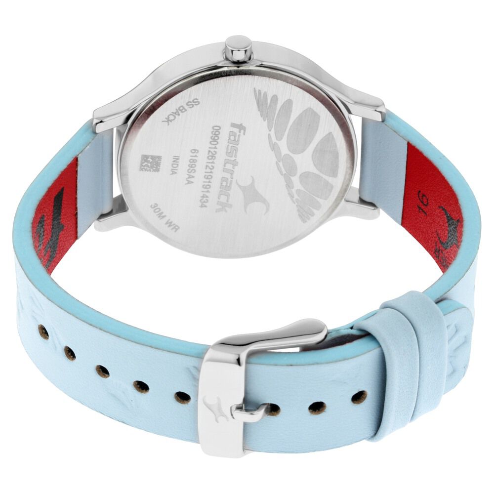 Buy Online Fastrack I Love Me Quartz Analog Blue Dial Leather Strap Watch for Girls ns6189sl02 Fastrack