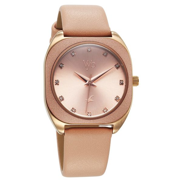Vyb Muse By Fastrack Quartz Analog Pink Dial Leather Strap Watch For Girls - image number 0