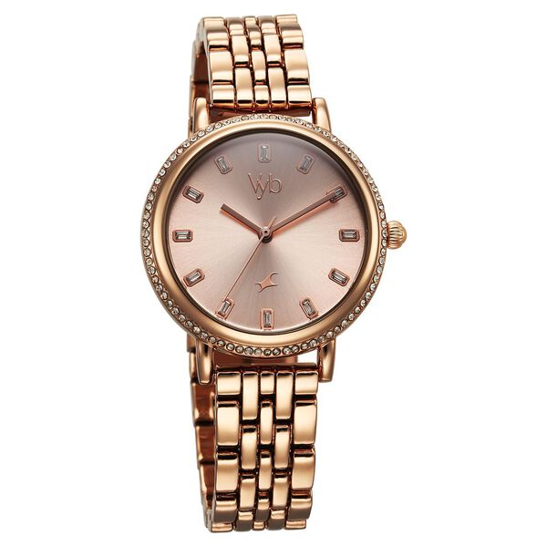 Fastrack Vyb Enigma Quartz Analog Rose Gold Dial Rose Gold Metal Strap Watch For Women - image number 1
