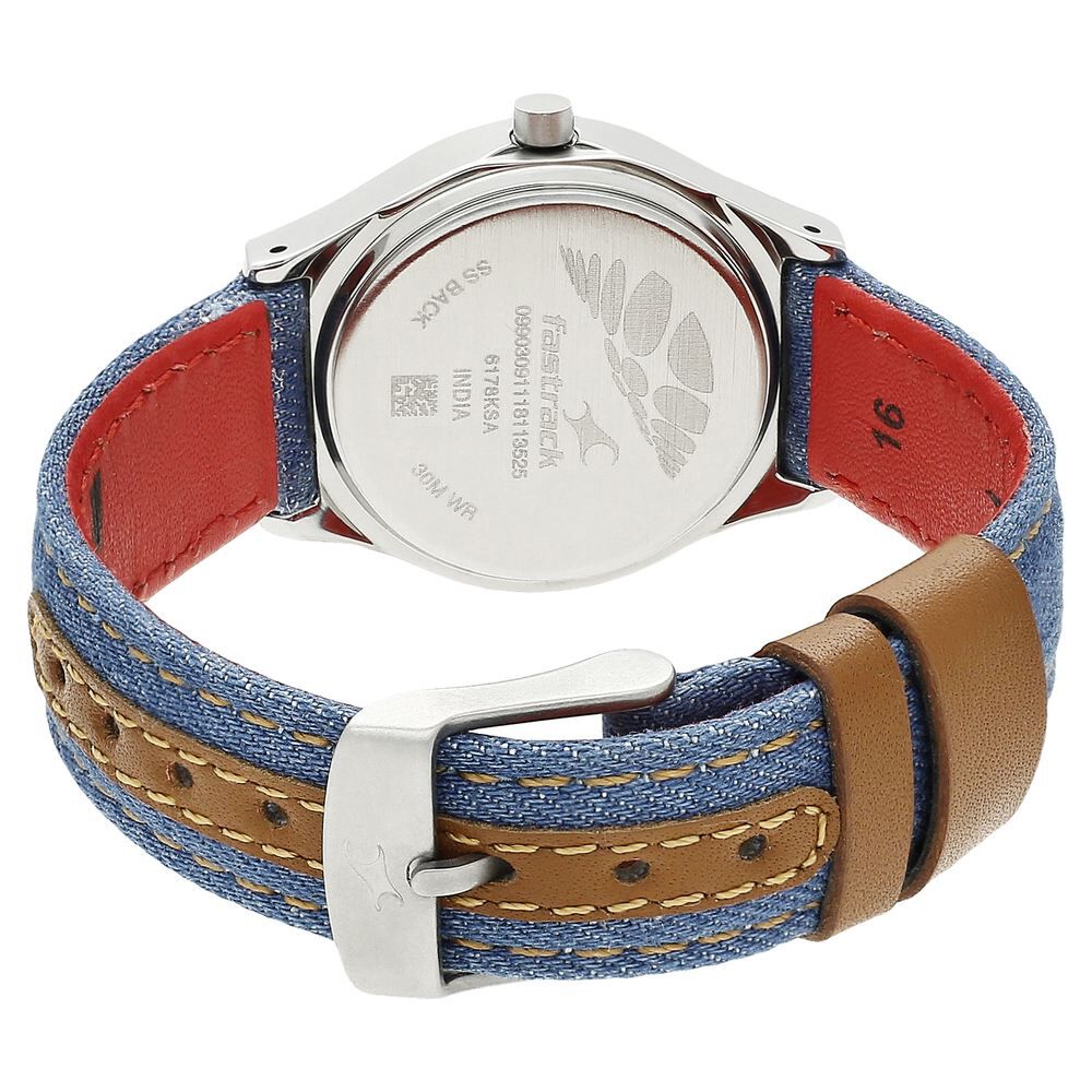 Fastrack Denim Quartz Analog Silver Dial Fabric Strap Watch for Girls