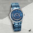 Fastrack Exuberant Quartz Analog with Day and Date Silver Dial Metal Strap Watch for Guys