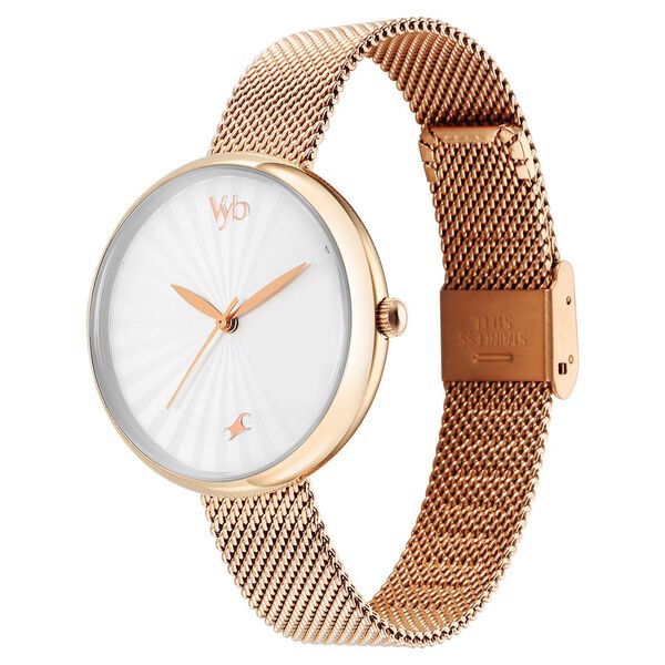 Fastrack Vyb Mirage Quartz Analog White Dial Stainless Steel Strap Watch for Girls - image number 2