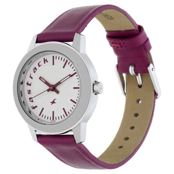 Fastrack Quartz Analog White Dial Leather Strap Watch for Girls - image number 2