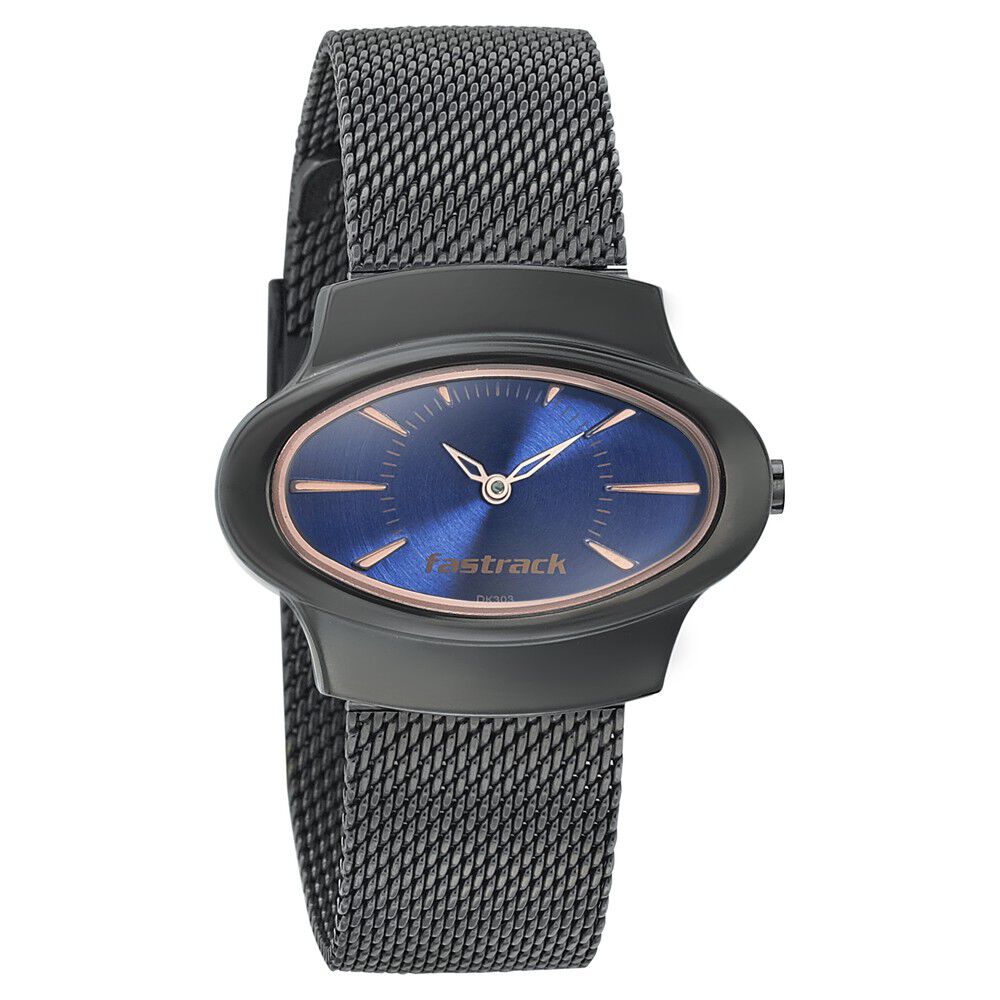 Buy Online Fastrack Hitlist Quartz Analog Blue Dial Stainless Steel Strap Watch for Girls ns6004qm01 Fastrack