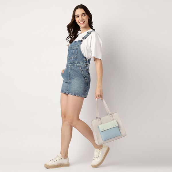 Pastel Colorblock Satchel Bag - image number 1