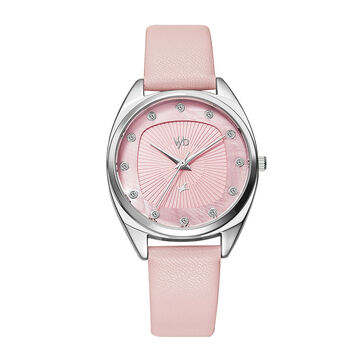 Fastrack Vyb Spotlight Quartz Analog Pink Dial Leather Strap Watch for Girls