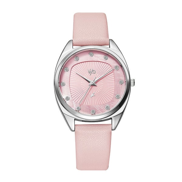 Fastrack Vyb Spotlight Quartz Analog Pink Dial Leather Strap Watch for Girls - image number 0