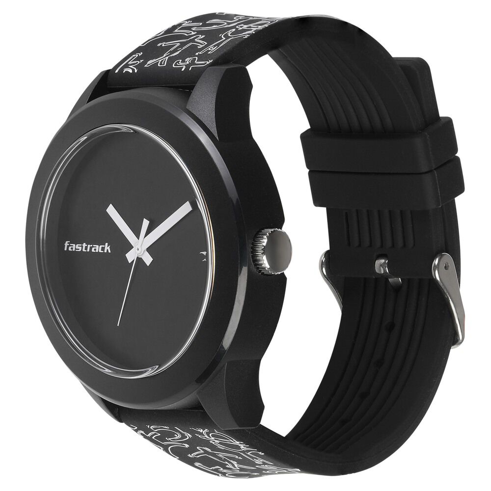 Buy Online Fastrack Quartz Analog Black Dial Silicone Strap Watch for Unisex ns38003pp19 Fastrack