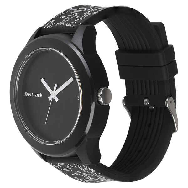 Fastrack Quartz Analog Black Dial Silicone Strap Watch for Unisex - image number 2