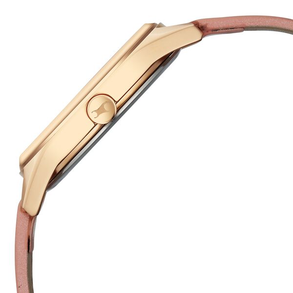 Fastrack Style Up Quartz Analog with Date Pink Dial Pink Colour Leather Strap Watch For Girls - image number 3