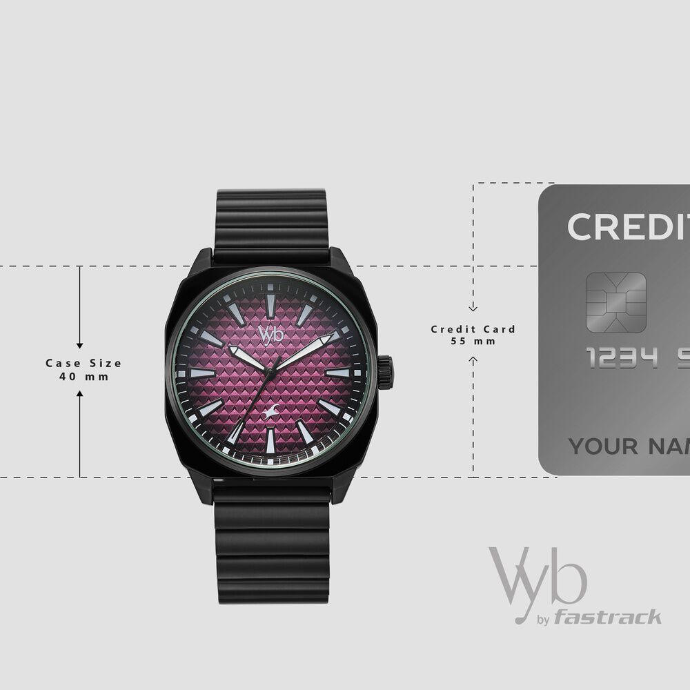 Buy Online Vyb Drift By Fastrack Quartz Analog Purple Dial Black