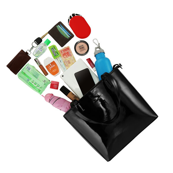 Fastrack Tote in Patent Faux-Leather in Black - image number 6