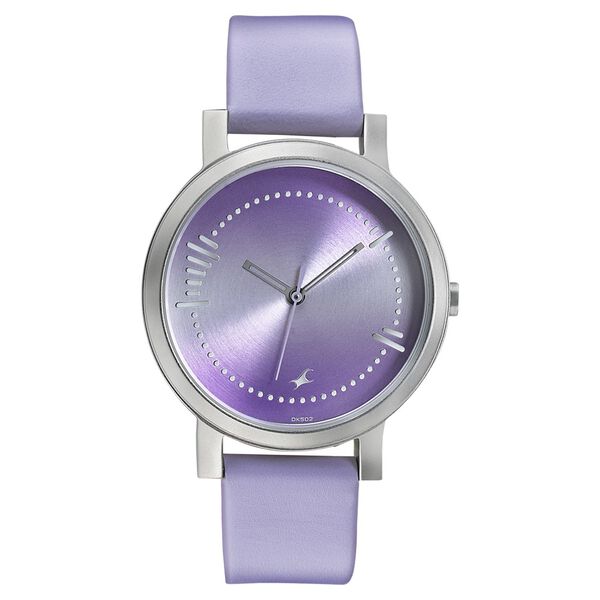 Fastrack Sunburn Quartz Analog Purple Dial Leather Strap Watch for Girls - image number 1
