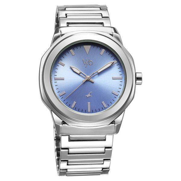 Fastrack Vyb Quest Quartz Analog Blue Dial Silver Color Metal Strap Watch For Guys - image number 2