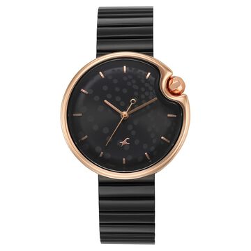 Fastrack Groove Analog with Black Dial Black Metal Strap Watch for Girls
