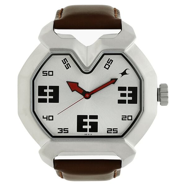 Fastrack Quartz Analog Silver Dial Leather Strap Watch for Guys - image number 0