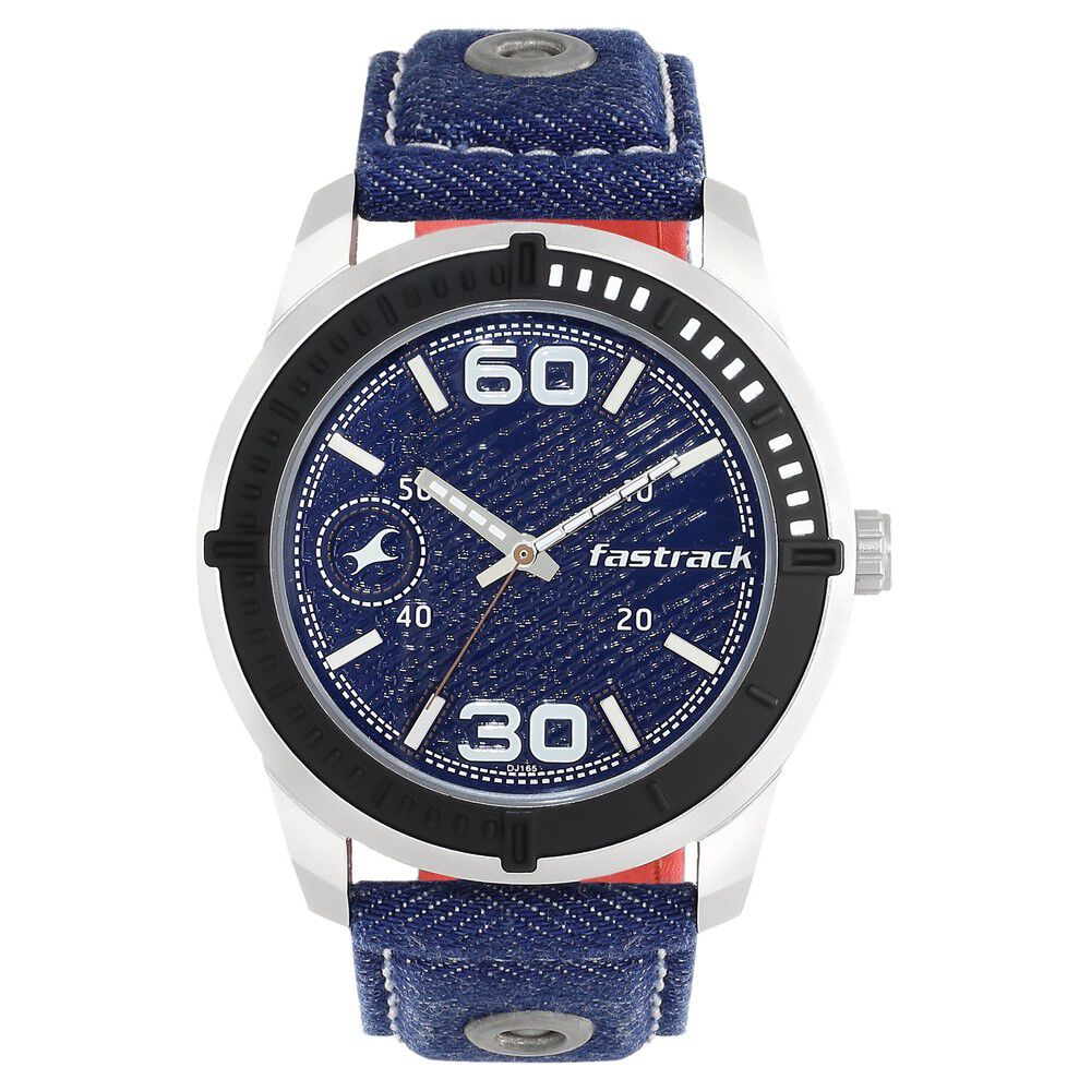 Buy Online Fastrack Denim Quartz Analog Blue Dial Denim Strap Watch for Guys nn3189kl02 Fastrack