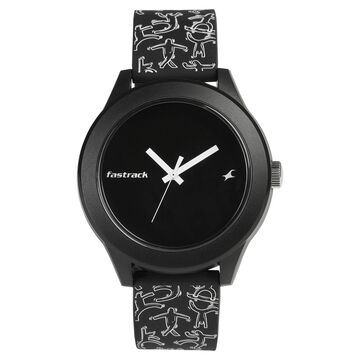 Fastrack Quartz Analog Black Dial Silicone Strap Watch for Unisex