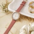 Fastrack Vyb Spotlight Quartz Analog Mother of Pearl Dial White Leather Strap Watch For Girls
