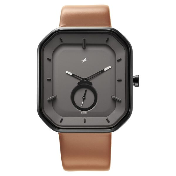 Fastrack After Dark Grey Dial Leather Strap Watch for Guys - image number 2