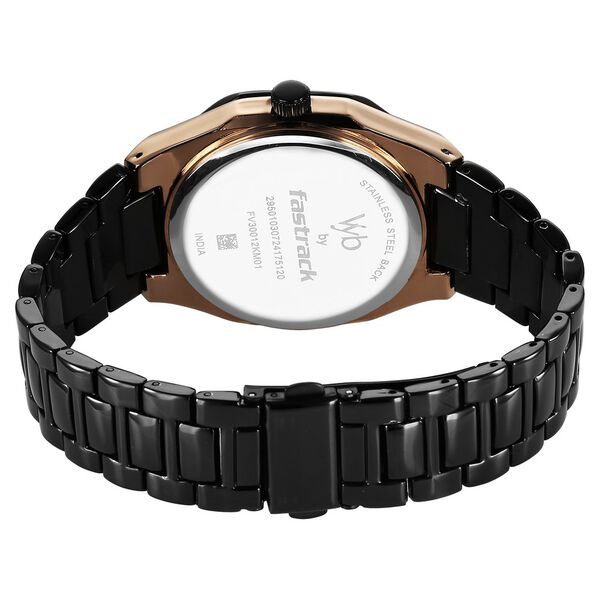 Fastrack Vyb Limitless Quartz Analog Black Dial Black Color Metal Strap Watch For Guys - image number 5