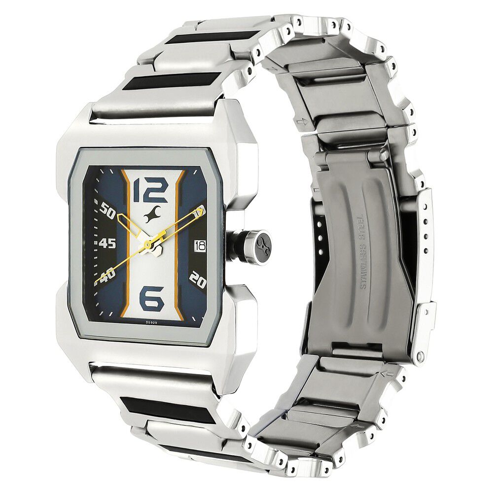 Fastrack Hitlist Quartz Analog with Date Blue Dial Stainless Steel