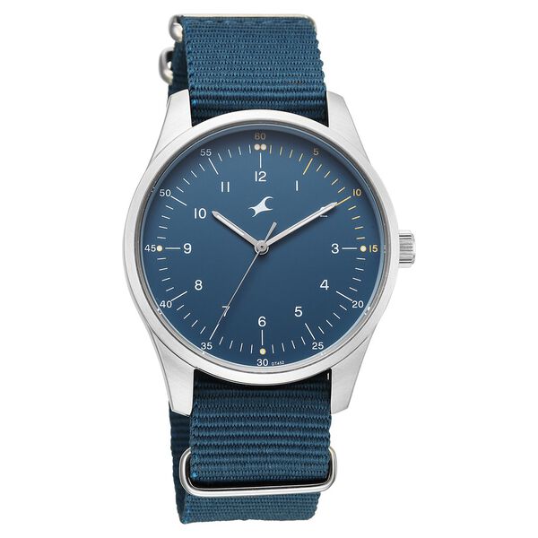 Fastrack Stunners Quartz Analog Blue Dial Blue Nylon Strap Watch For Guys - image number 1