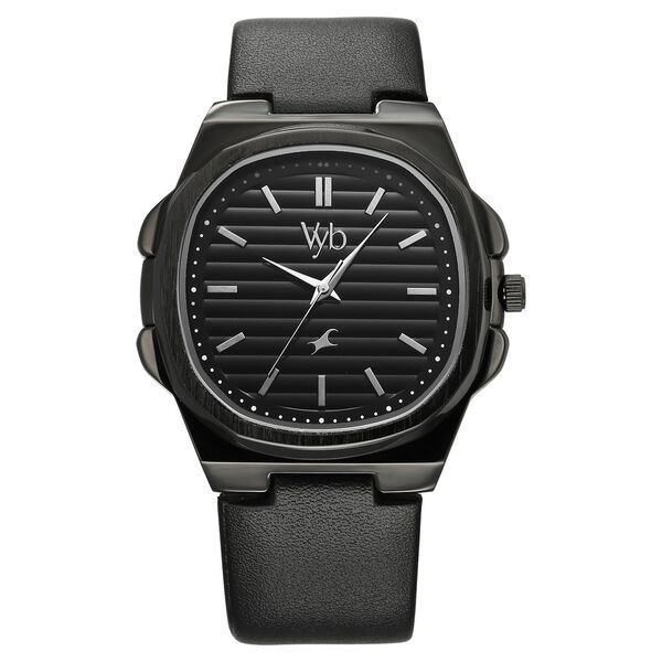 Fastrack Vyb Drift Quartz Analog Black Dial Black Color Leather Strap Watch For Guys - image number 1