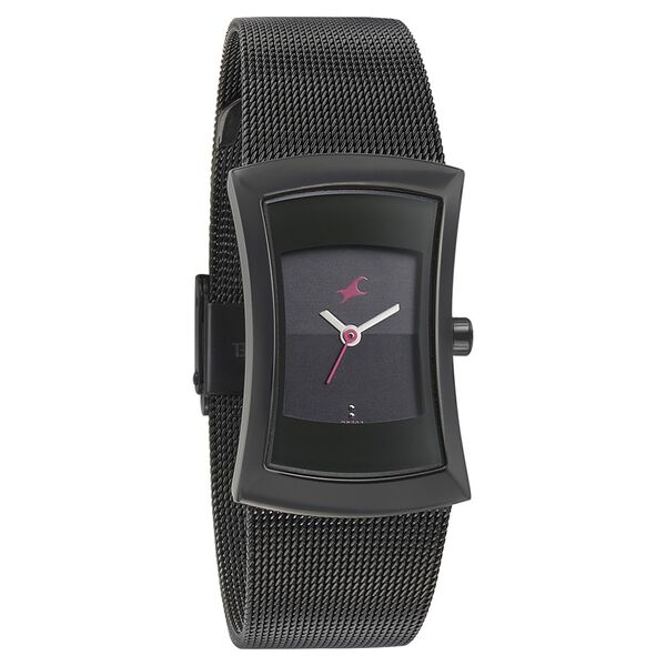 Fastrack Pulse Quartz Analog Black Dial Stainless Steel Strap Watch for Girls - image number 0