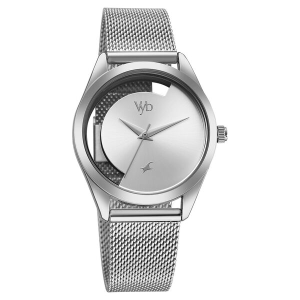 Vyb Runway By Fastrack Quartz Analog Silver Dial Silver Stainless Steel Strap Watch For Girls - image number 2