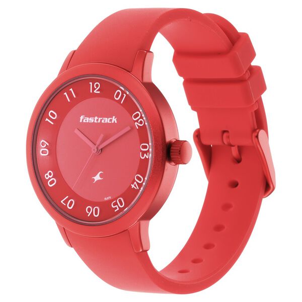 Pop Colours Red Dial Silicone Strap Watch for Girls - image number 3