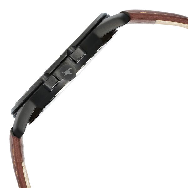 Fastrack Pulse Quartz Analog Black Dial With Tan Leather Strap Watch for Guys - image number 3