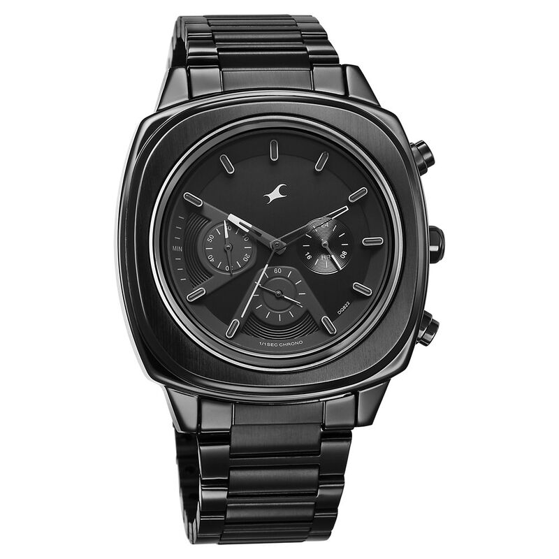 Buy Online Fastrack Kronos Chronograph Black Dial Black Stainless
