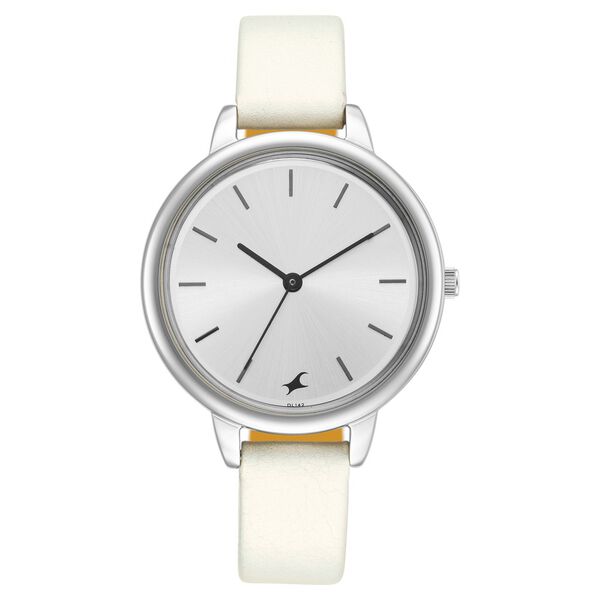 Fastrack Glitch Quartz Analog Silver Dial Leather Strap Watch for Girls - image number 1