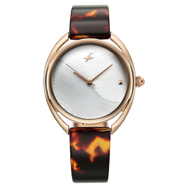 Fastrack Younique Quartz Analog Mother Of Pearl Dial Acetate And Metal Strap Watch For Girls - image number 1
