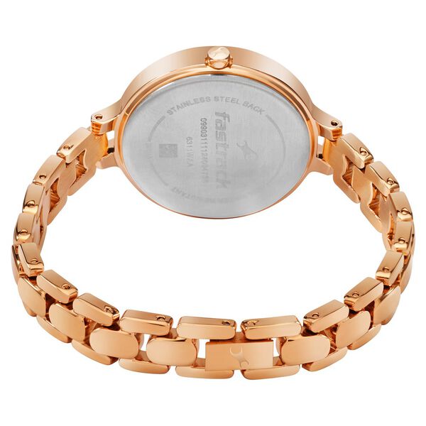 Fastrack Pulse Quartz Analog Rose Gold Dial Metal Strap Watch For Girls - image number 4