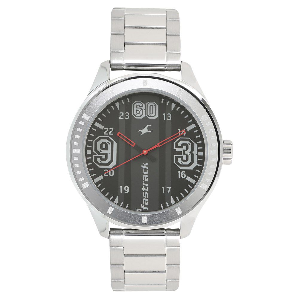 Fastrack Varsity Quartz Analog Black Dial Stainless Steel Strap Watch for Guys