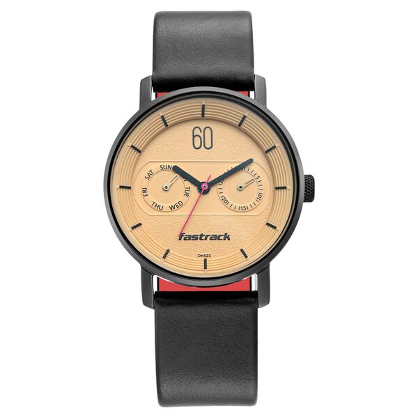 Fastrack Quartz Analog with Day and Date Beige Dial Leather Strap Watch for Girls - image number 2