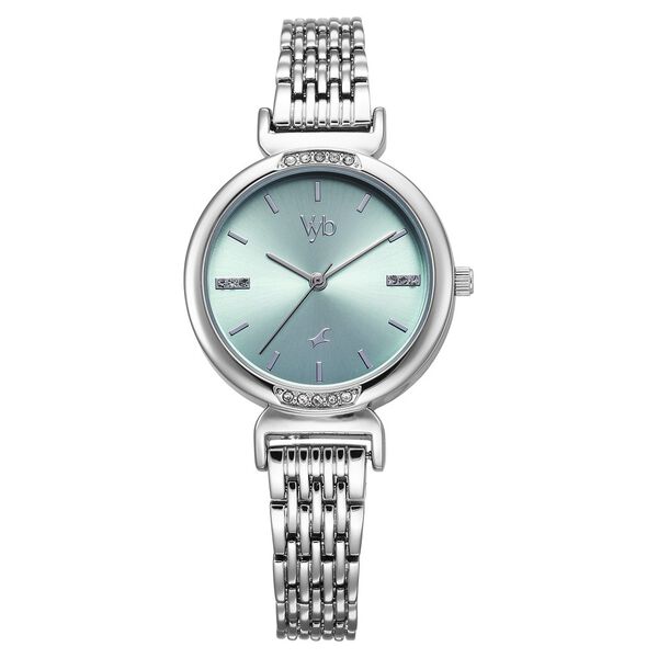 Fastrack Vyb Charmer Quartz Analog Green Dial Silver Color Metal Strap Watch For Girls - image number 1