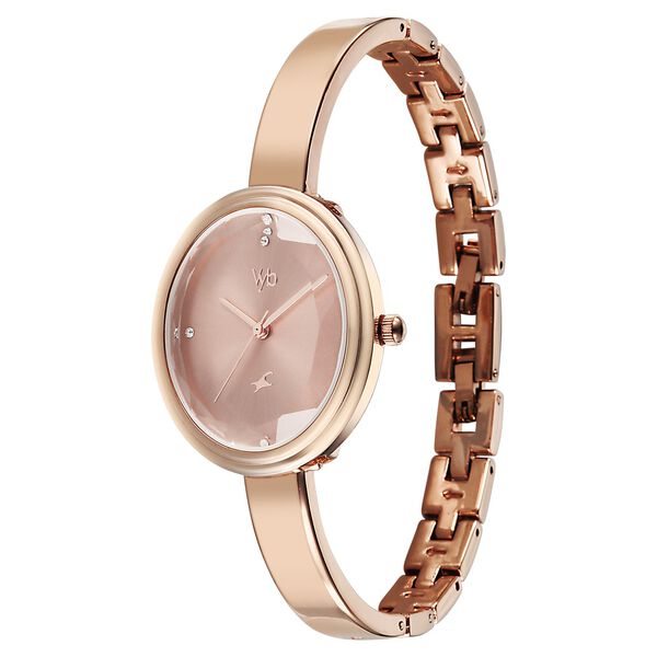 Vyb Aura By Fastrack Quartz Analog Pink Dial Two Toned Metal Strap Watch For Girls - image number 2