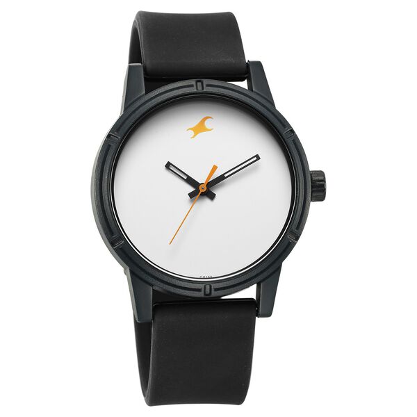 Fastrack Tees Quartz Analog White Dial Silicone Strap Watch for Guys - image number 1