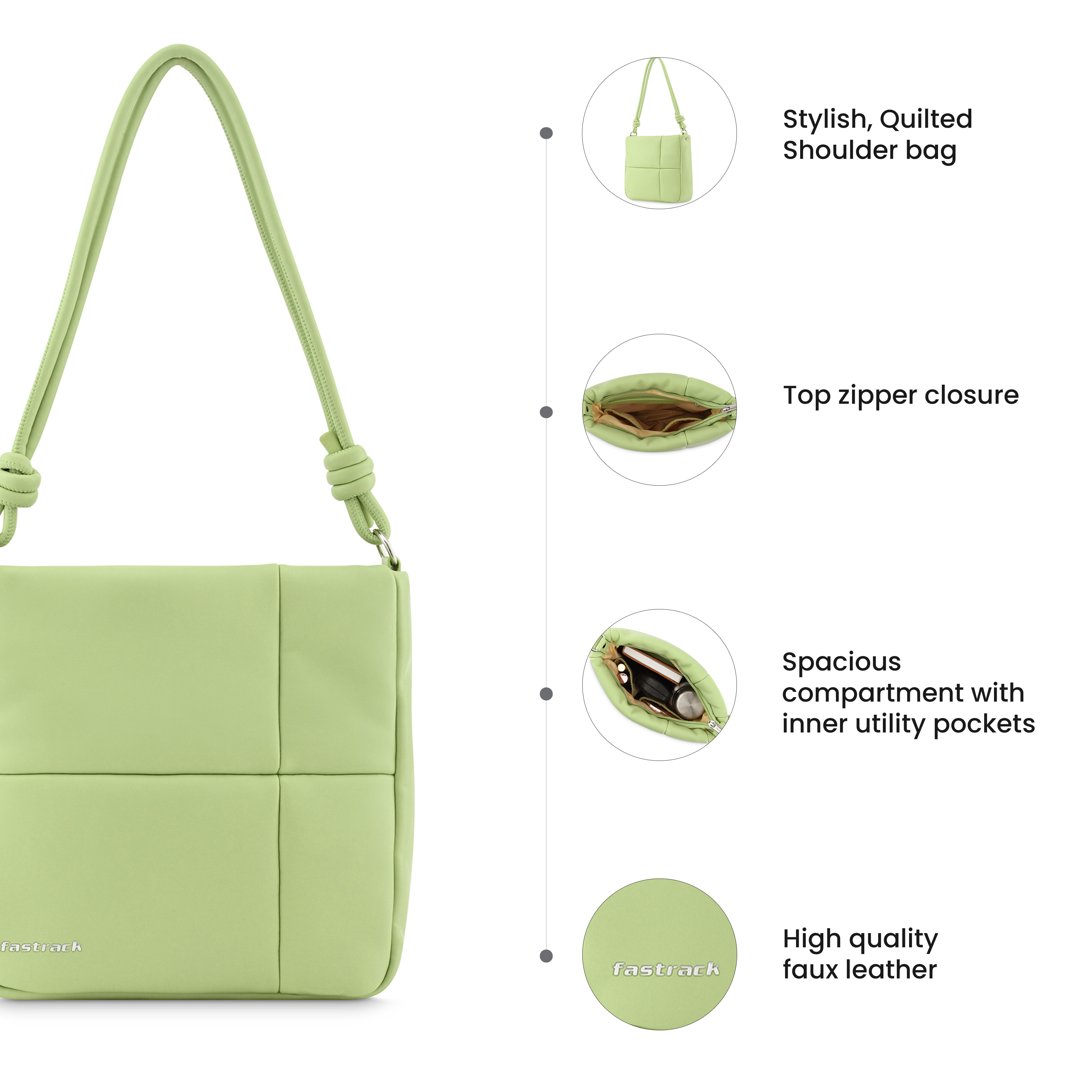 Buy Online Fastrack Shoulder Bag- Cool Matcha - f241shsmp08mg1