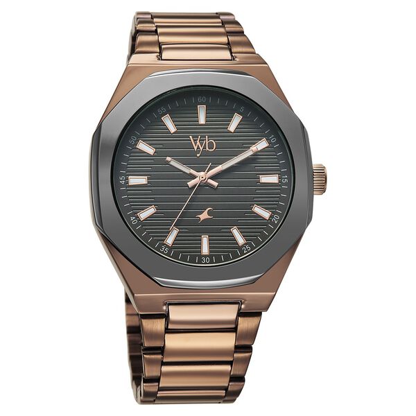 Fastrack Vyb Limitless Quartz Analog Black Dial Metal Strap Watch For Guys - image number 2