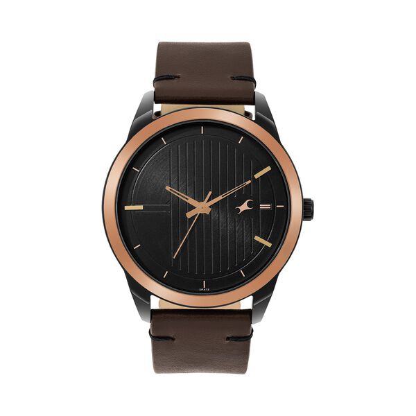 Fastrack Stunners Quartz Analog Black dial Leather Strap Watch for Guys - image number 0