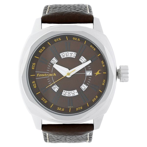 Fastrack Quartz Analog Brown Dial Leather Strap Watch for Guys - image number 0