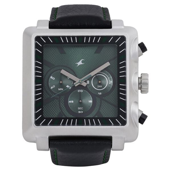 Fastrack Quartz Chronograph Green Dial Leather Strap Watch for Guys - image number 0