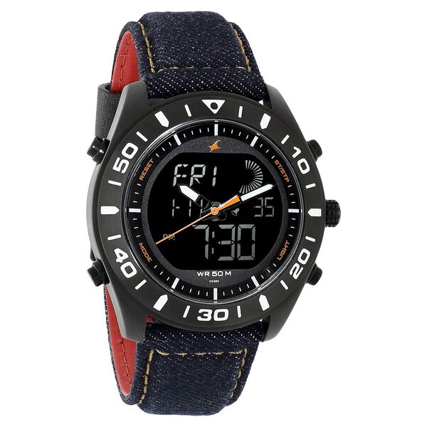 Fastrack Denim Quartz Analog Digital Black Dial Denim Strap Watch for Guys - image number 1