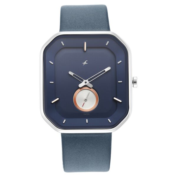 Fastrack After Dark Blue Dial Leather Strap Watch for Guys - image number 2
